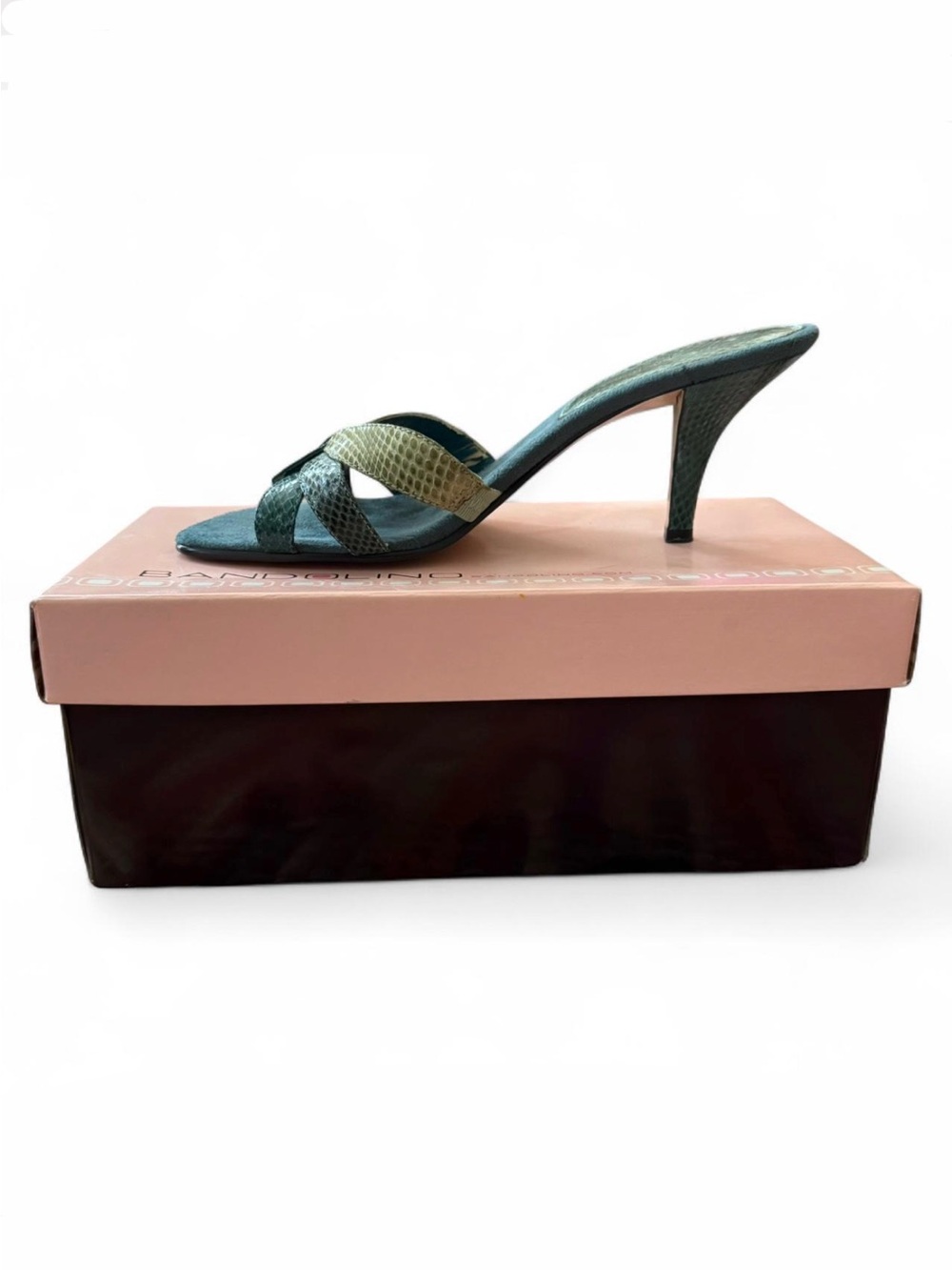 Y2K Bandolino Snakeskin Kitten Heel Sandals